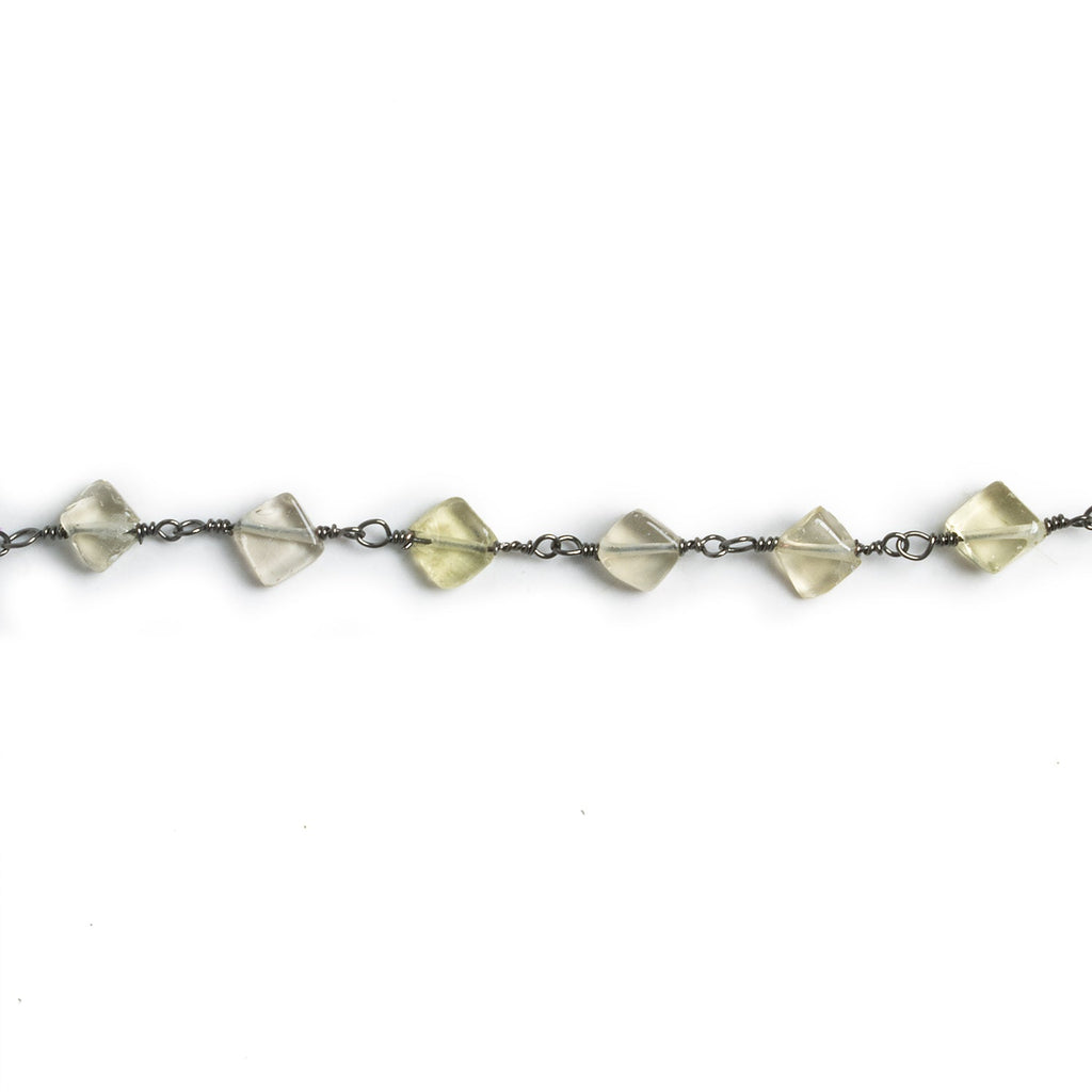 5mm Lemon Quartz Squares Black Gold Chain 27 beads - The Bead Traders