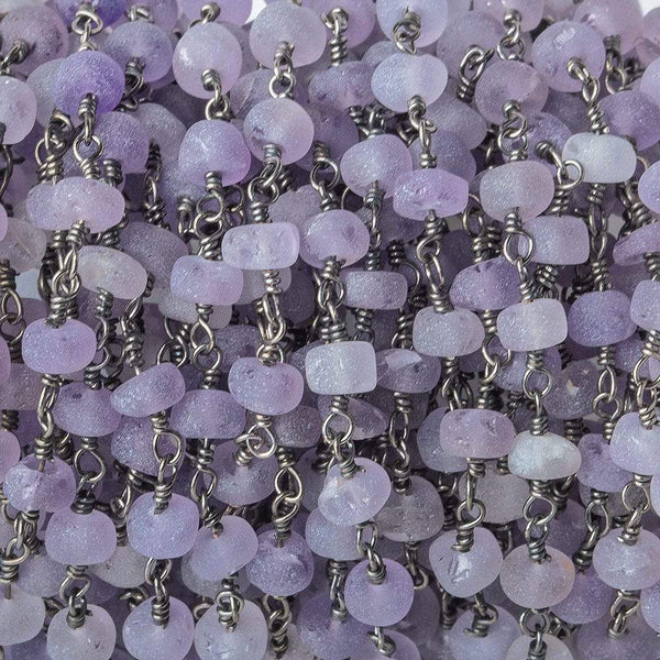 5mm Matte Amethyst Plain Rondelle Black Gold Chain