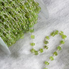 5mm Matte Peridot Rondelle Silver Chain 35 beads - The Bead Traders