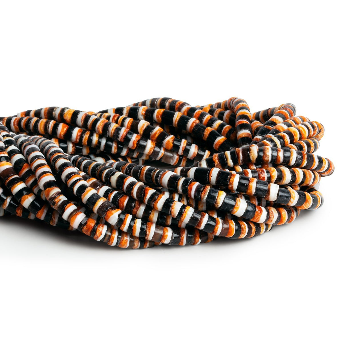 5mm Mexican Spiny Oyster & Tahitian Pearl Shell Heishis 16 inch 130 beads - The Bead Traders