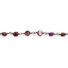 5mm Mozambique Garnet Coin Black Gold Chain 30 beads - The Bead Traders