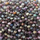 5mm Multi Sapphire Rondelle Black Gold Chain 33 pieces - The Bead Traders