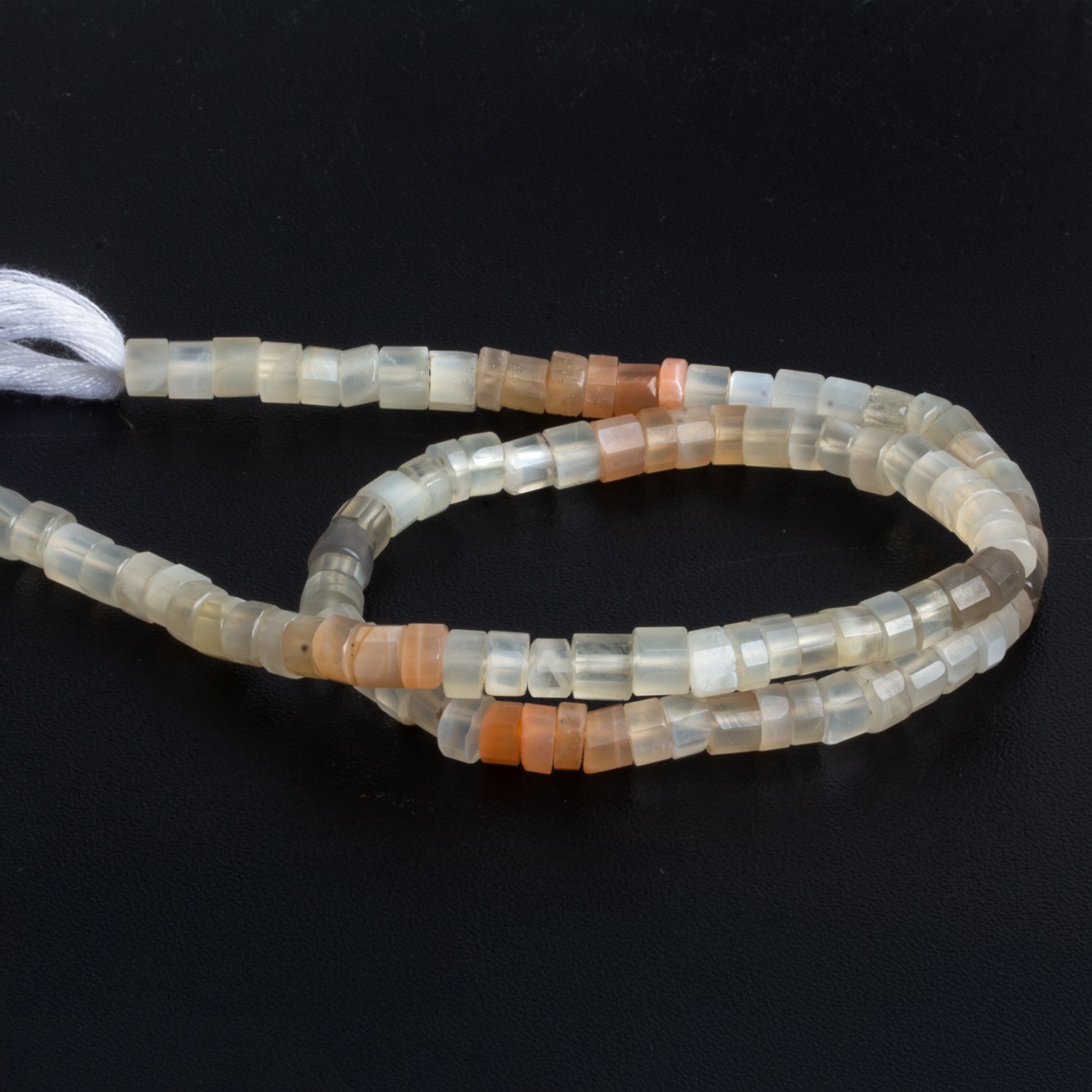 5mm Multicolor Moonstone Plain Heishis 12 inch 90 beads - The Bead Traders