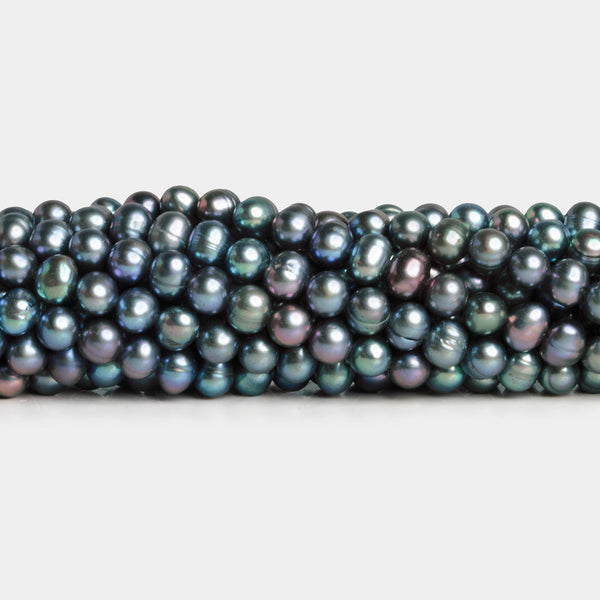 5mm Peacock Off Round Pearls 16 inch 81 beads