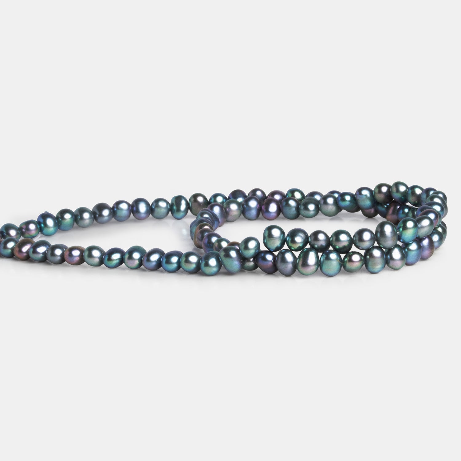 5mm Peacock Off Round Pearls 16 inch 90 beads - The Bead Traders