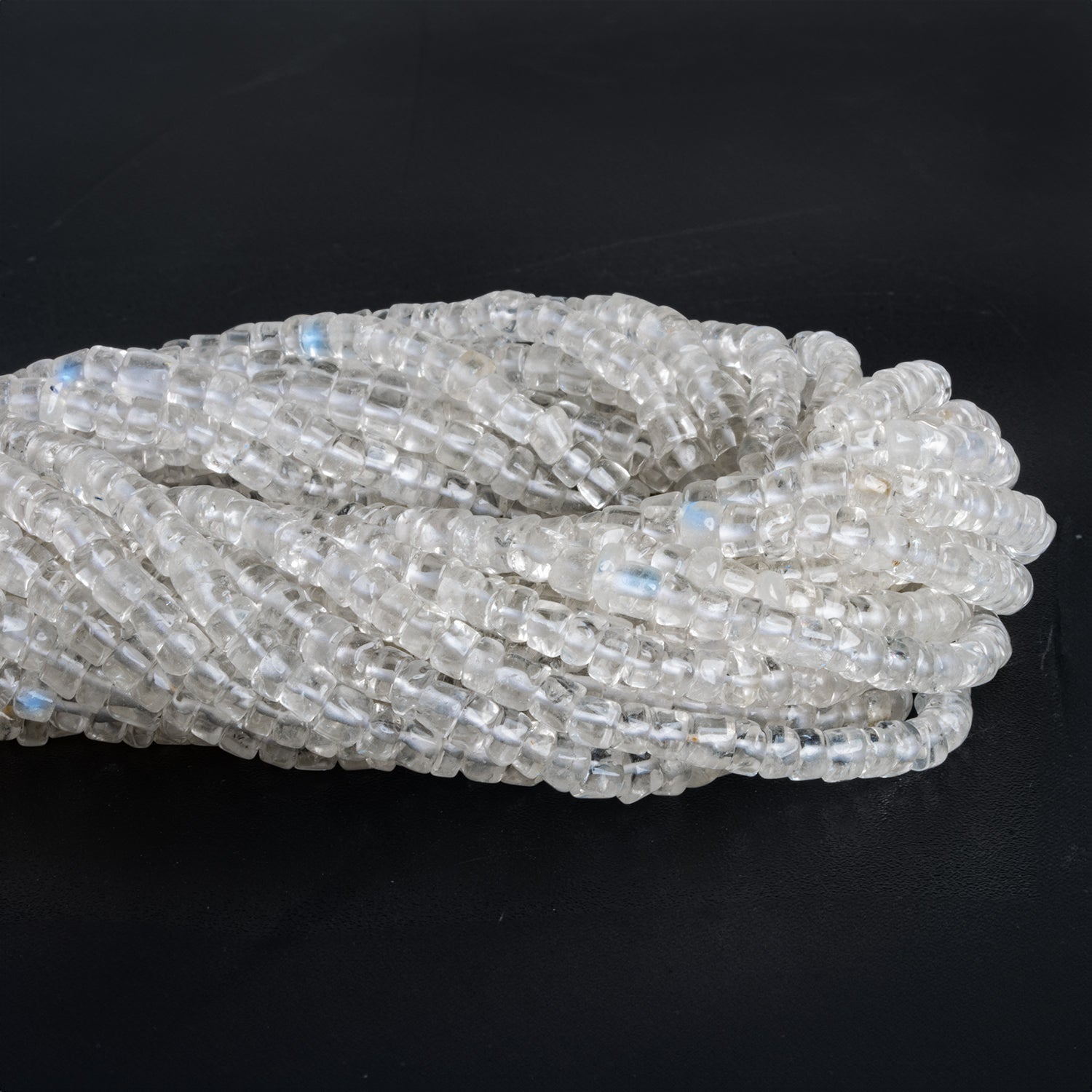 5mm Rainbow Moonstone Plain Heishis 12 inch 95 beads - The Bead Traders