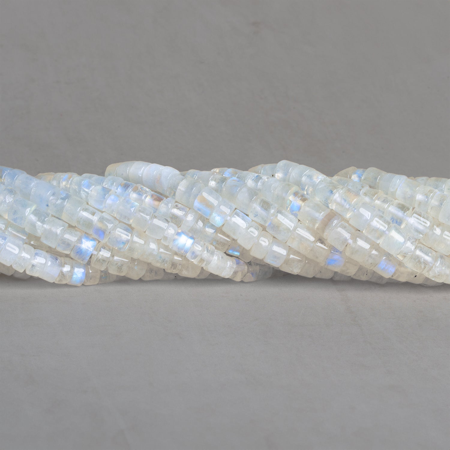 5mm Rainbow Moonstone Plain Heishis 14 inch 95 beads - The Bead Traders