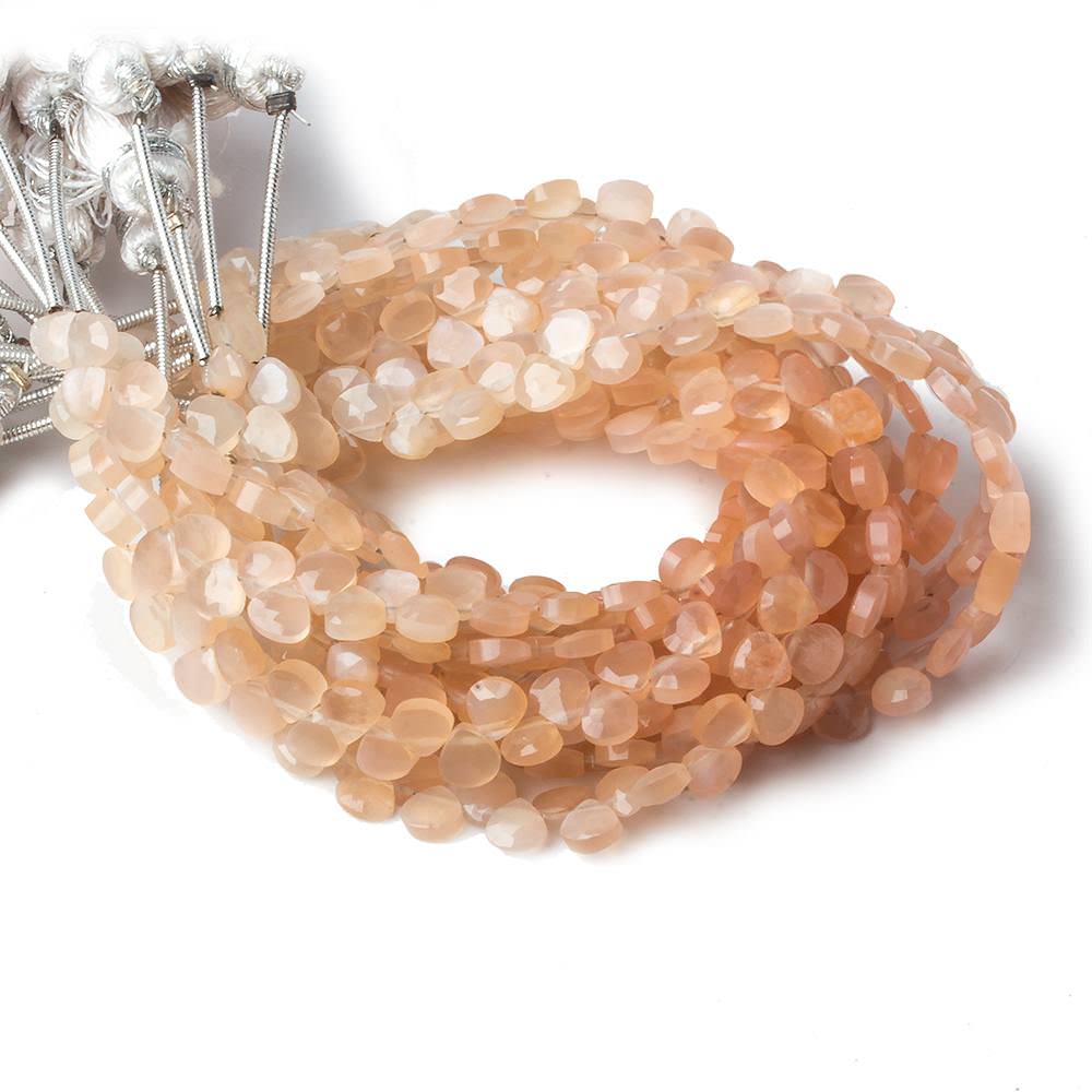 5mm Shaded Peach Moonstone Hearts 6 inch 54 beads - The Bead Traders