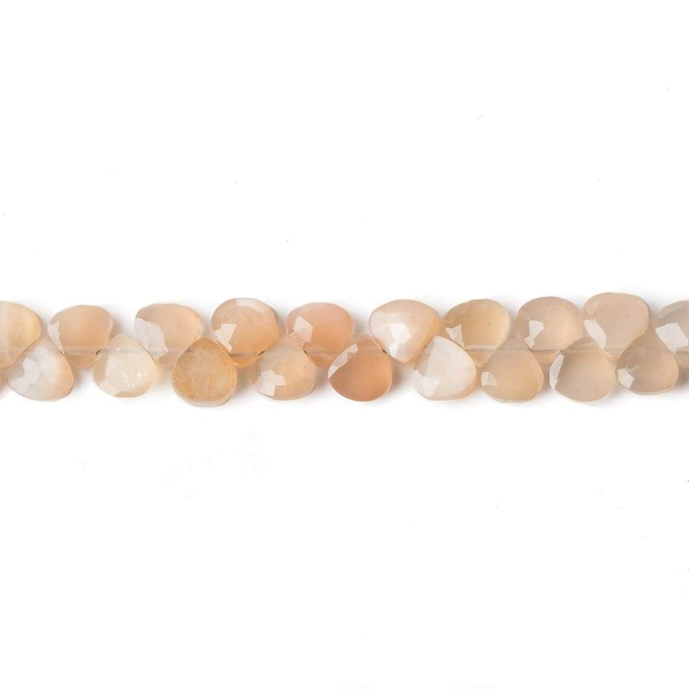 5mm Shaded Peach Moonstone Hearts 6 inch 54 beads - The Bead Traders