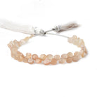 5mm Shaded Peach Moonstone Hearts 6 inch 54 beads - The Bead Traders