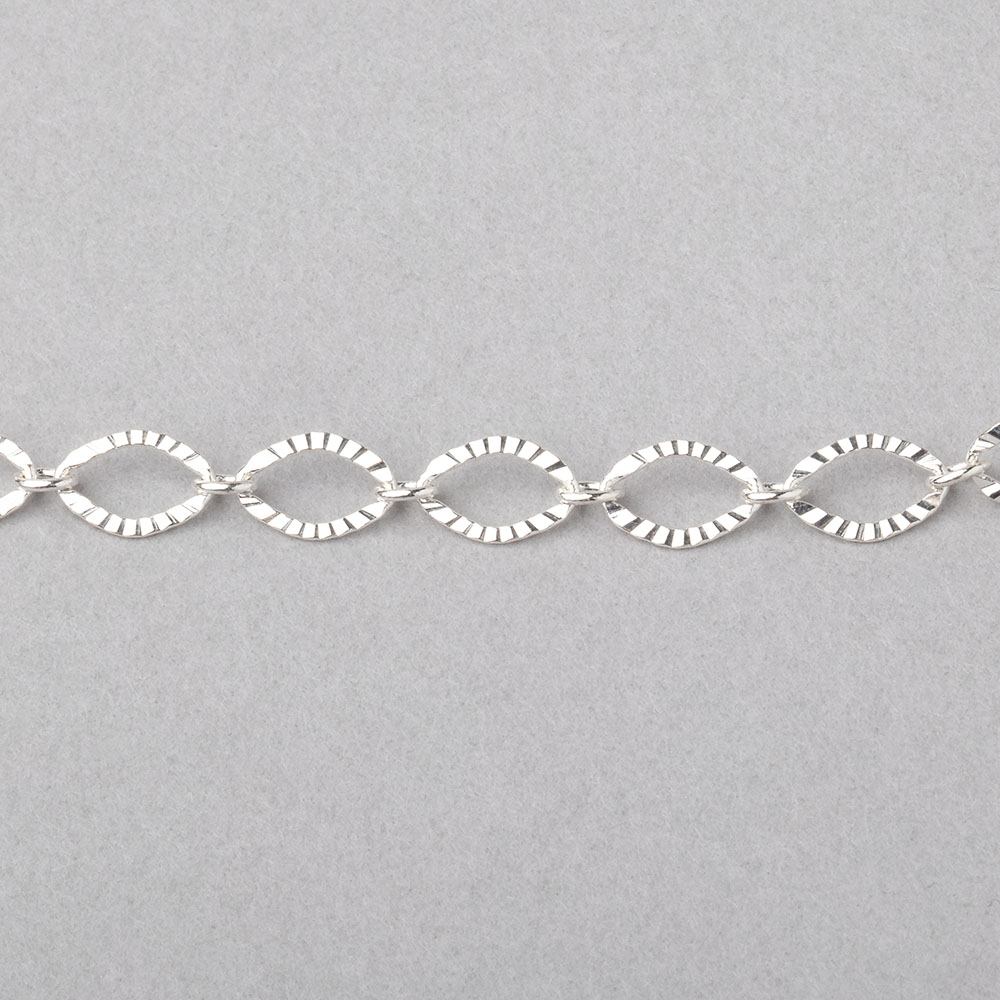 5mm Silver Plated Corrugated Oval Link Chain 3 Feet - The Bead Traders