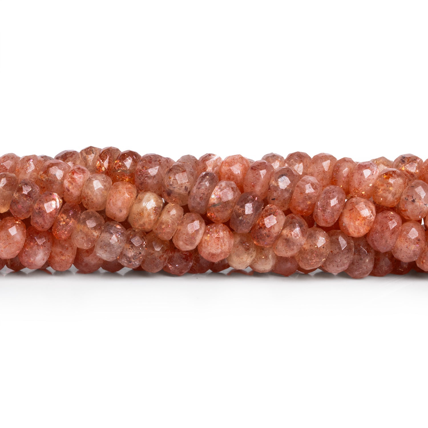 5mm Sunstone Faceted Rondelles 8 inch 50 beads - The Bead Traders