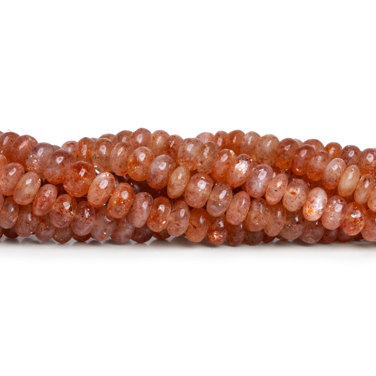 5mm Sunstone Plain Rondelles 8 inch 55 beads - The Bead Traders