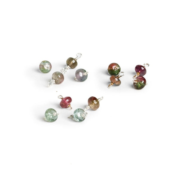 5mm Watermelon Tourmaline Wire-Wrapped Focal Connectors 4 Pieces