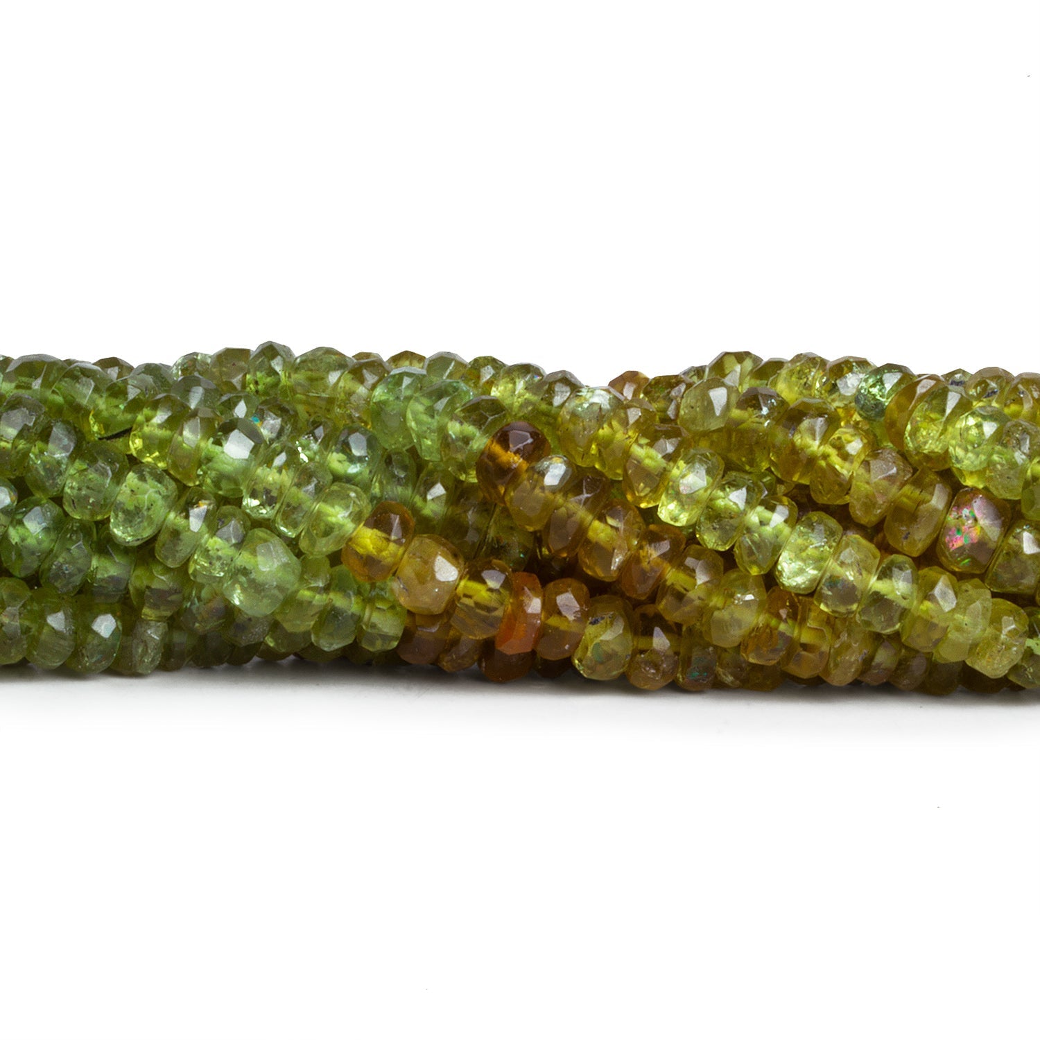 5mm Yellow Green Apatite Faceted Rondelles 15 inch 140 beads - The Bead Traders
