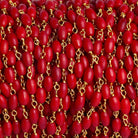 5x3mm Coral Rice Gold Chain 32 beads - The Bead Traders