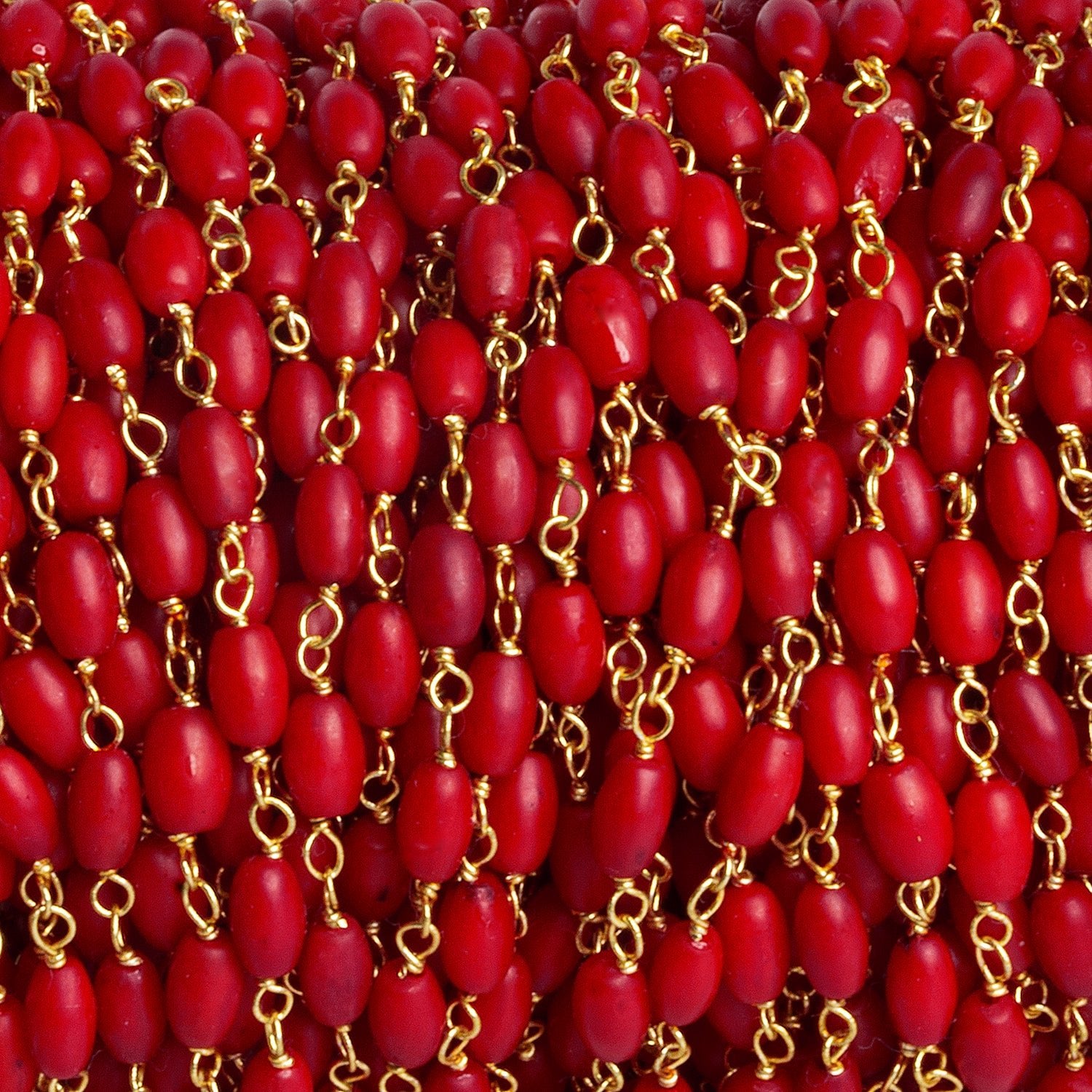 5x3mm Coral Rice Gold Chain 32 beads - The Bead Traders