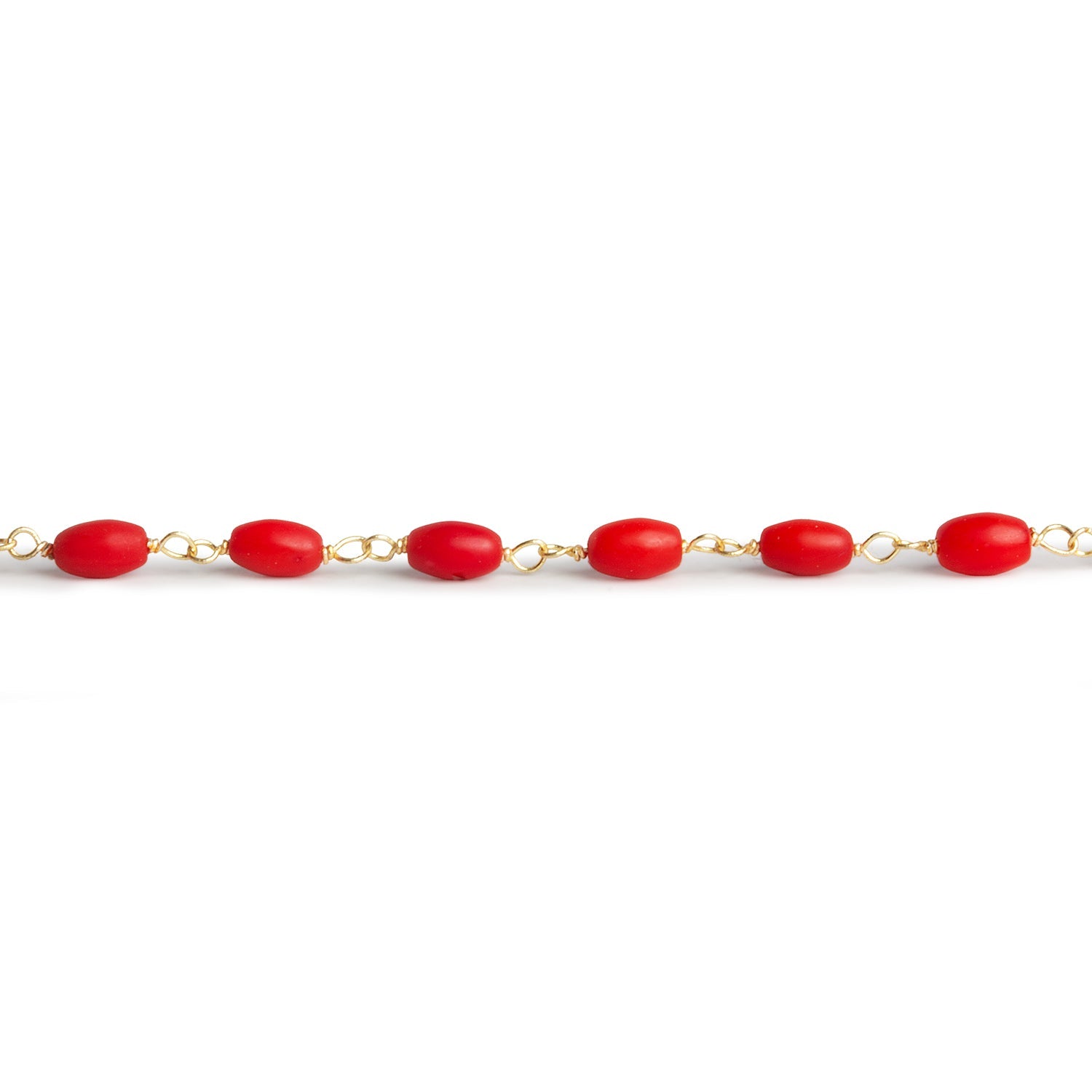 5x3mm Coral Rice Gold Chain 32 beads - The Bead Traders