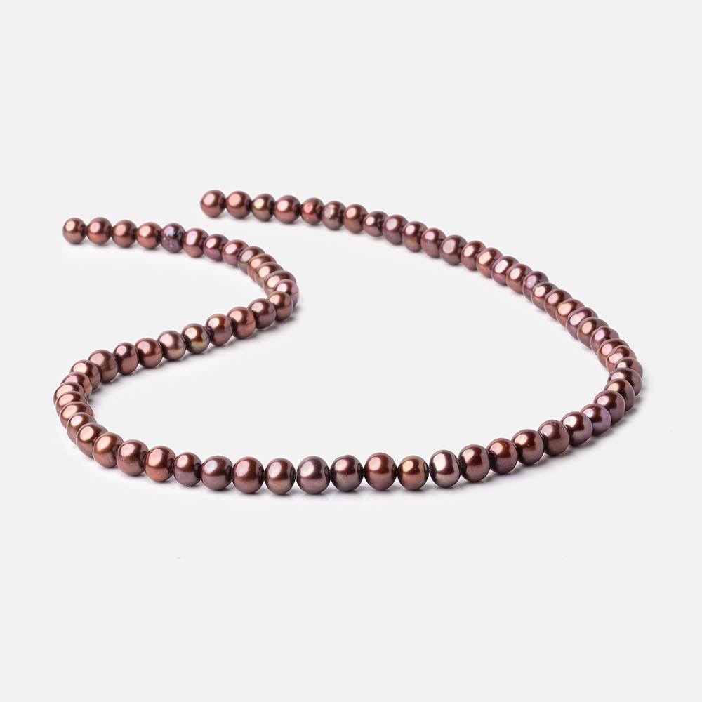 5x4 - 6x5mm Dark Chocolate side drilled Off Round Freshwater Pearl 16 inch 76 pieces - The Bead Traders