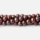 5x4 - 6x5mm Dark Chocolate side drilled Off Round Freshwater Pearl 16 inch 76 pieces - The Bead Traders