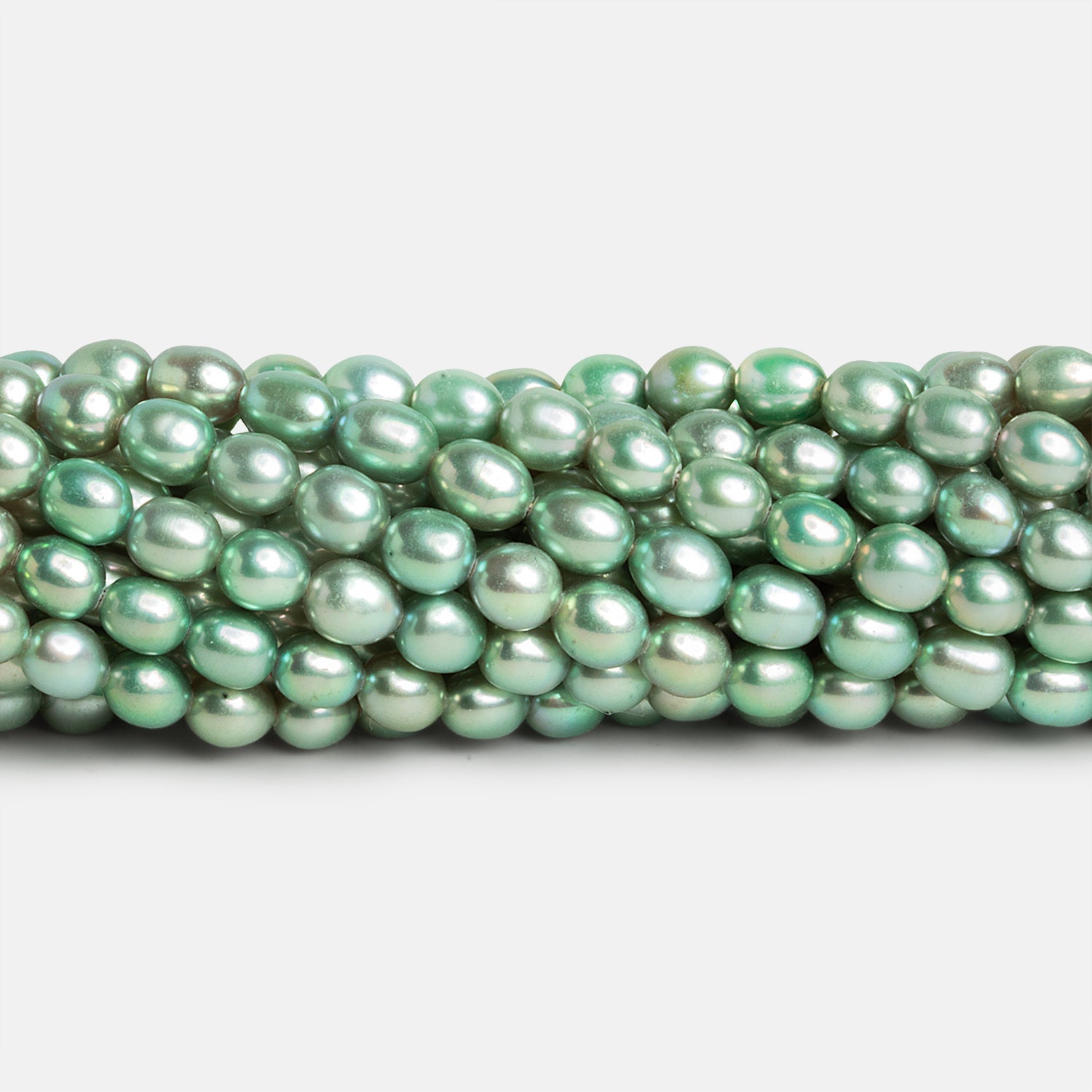 5x4.5mm Mint Oval Pearls 15 inch 73 beads - The Bead Traders