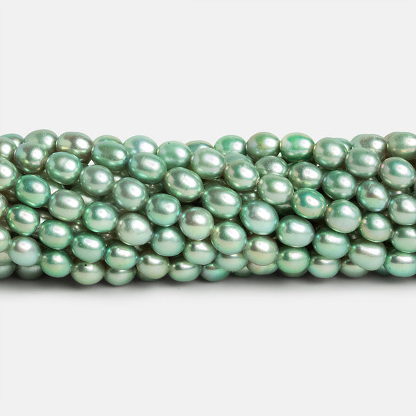 5x4.5mm Mint Oval Pearls 15 inch 73 beads