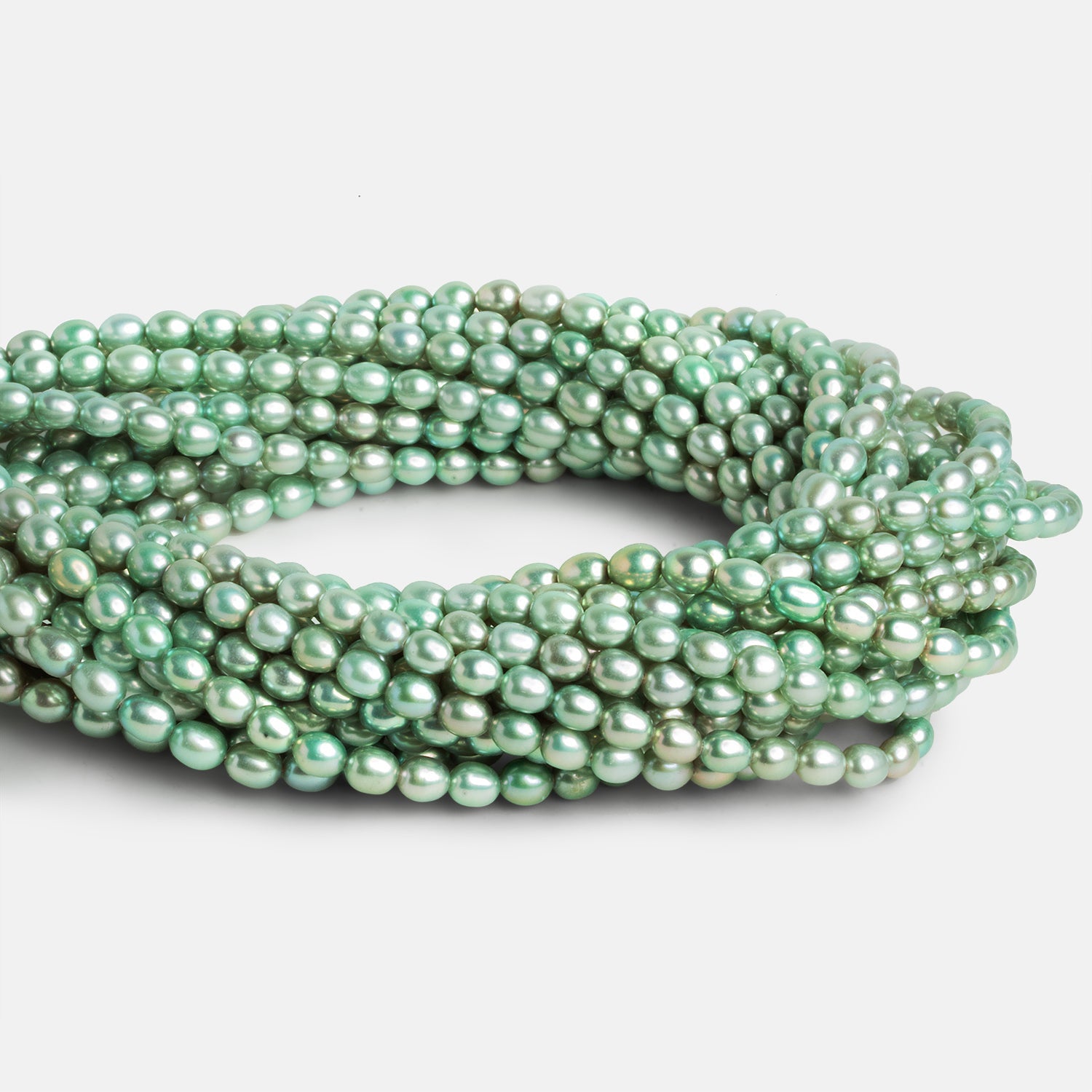 5x4.5mm Mint Oval Pearls 15 inch 73 beads - The Bead Traders