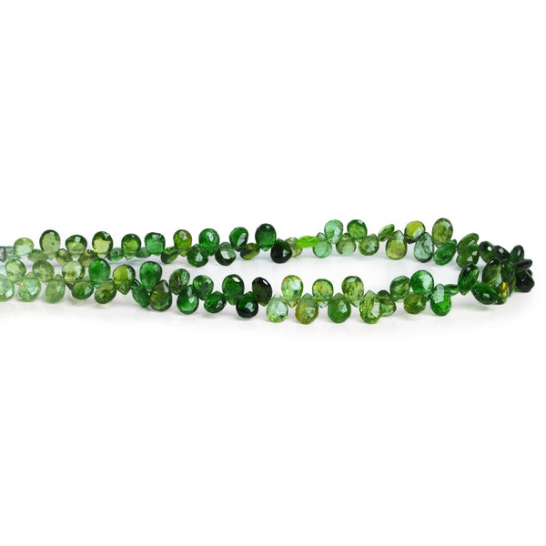 5x4mm Chrome Tourmaline Faceted Pears 8 inch 80 beads