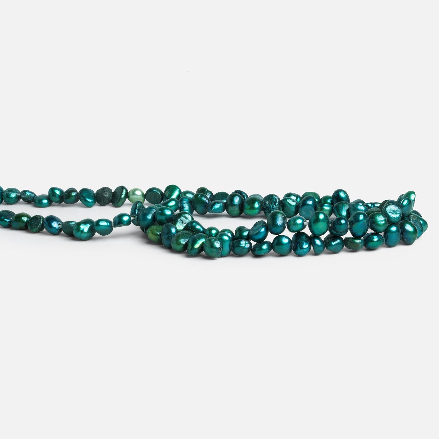 5x4mm Dark Teal Baroque Pearls 15 inch 87 beads - The Bead Traders