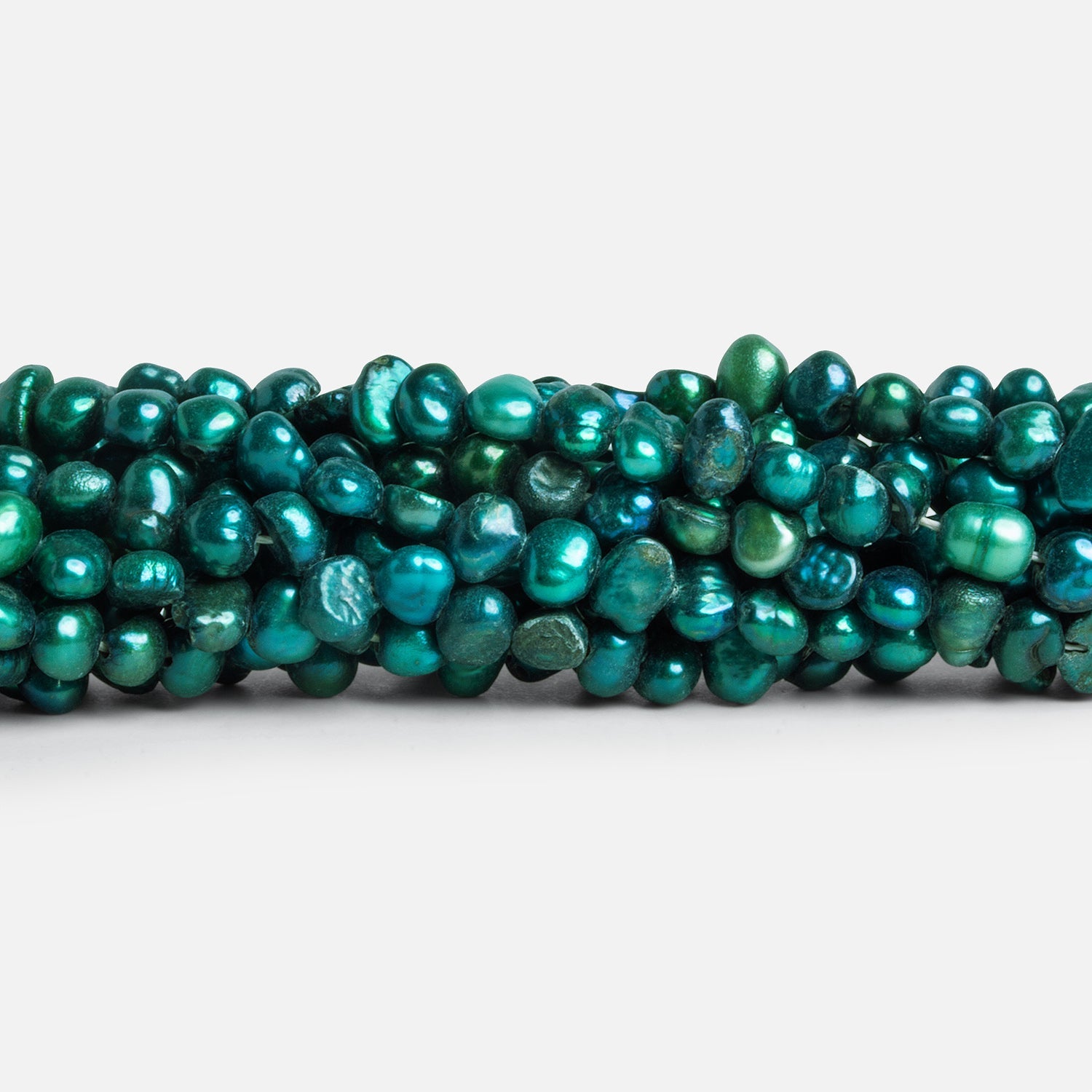 5x4mm Dark Teal Baroque Pearls 15 inch 87 beads - The Bead Traders