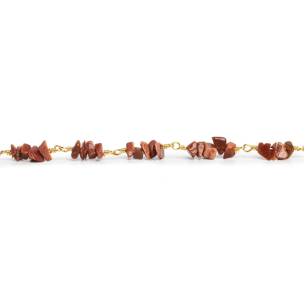 5x4mm Goldstone Nugget Gold Chain 85 beads - The Bead Traders