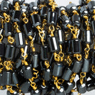 5x4mm Hematite Plain Tube Gold Chain 28 beads - The Bead Traders