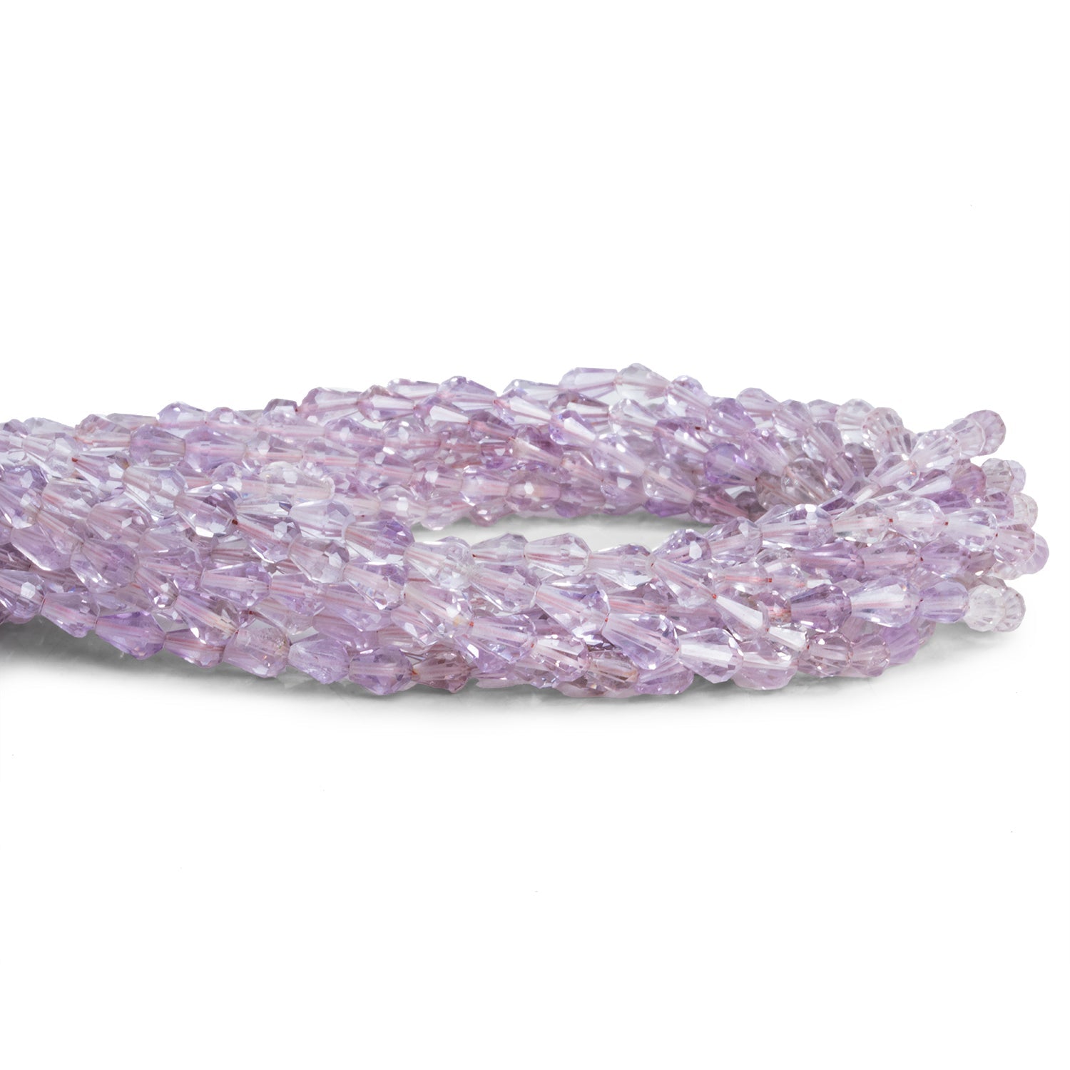 5x4mm Light Pink Amethyst Faceted Teardrops 14 inch 60 beads - The Bead Traders