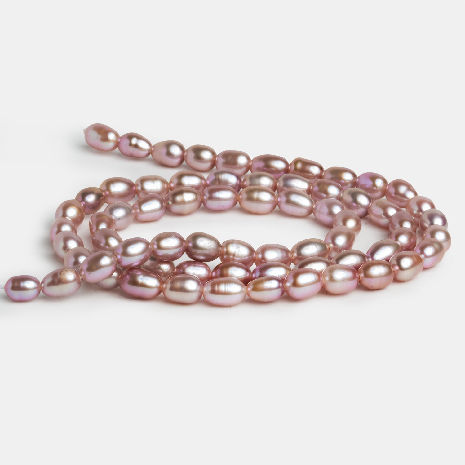 5x4mm Lilac Pink Oval Pearls 15 inch 65 beads - The Bead Traders