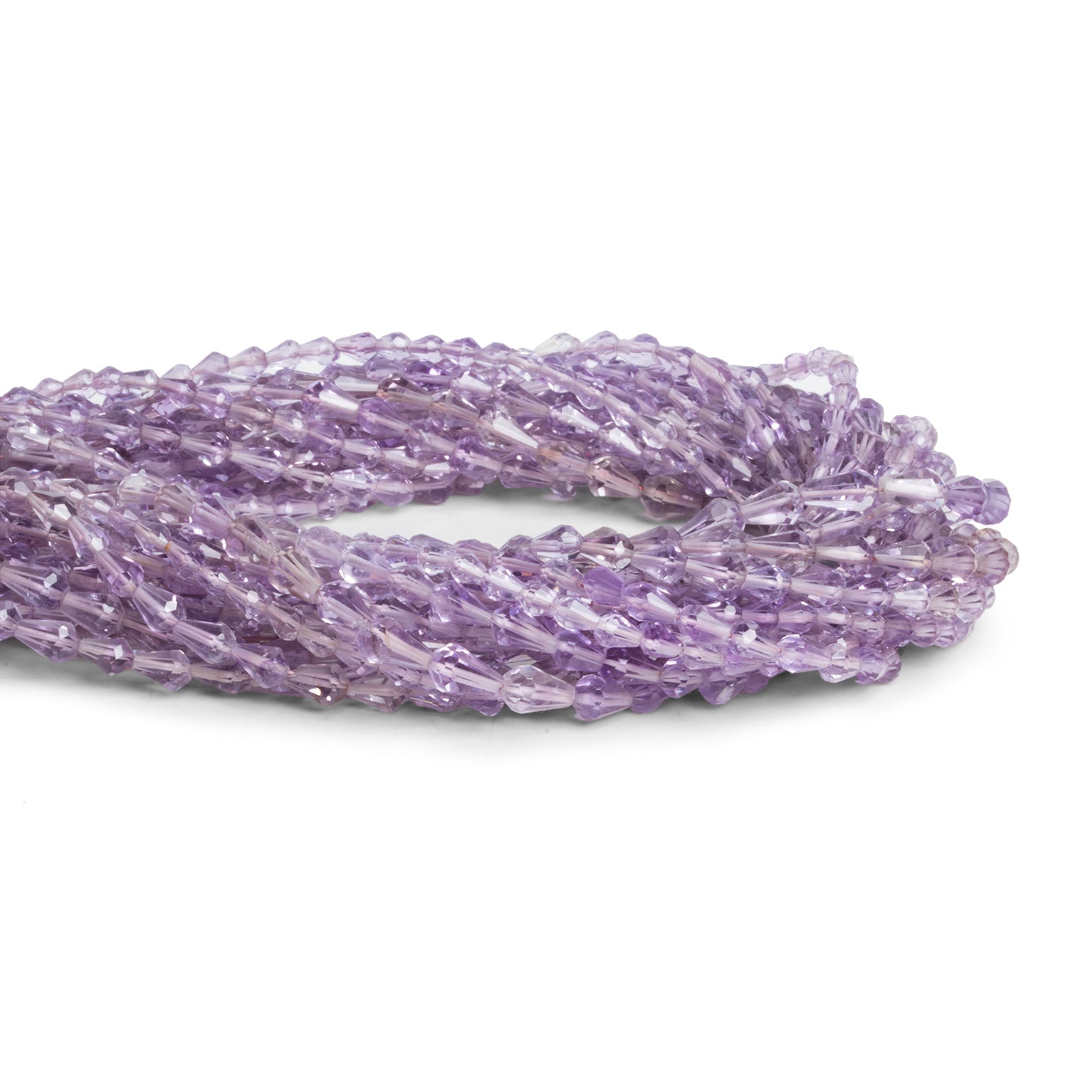 5x4mm Pink Amethyst Faceted Teardrops 12 inch 51 beads - The Bead Traders