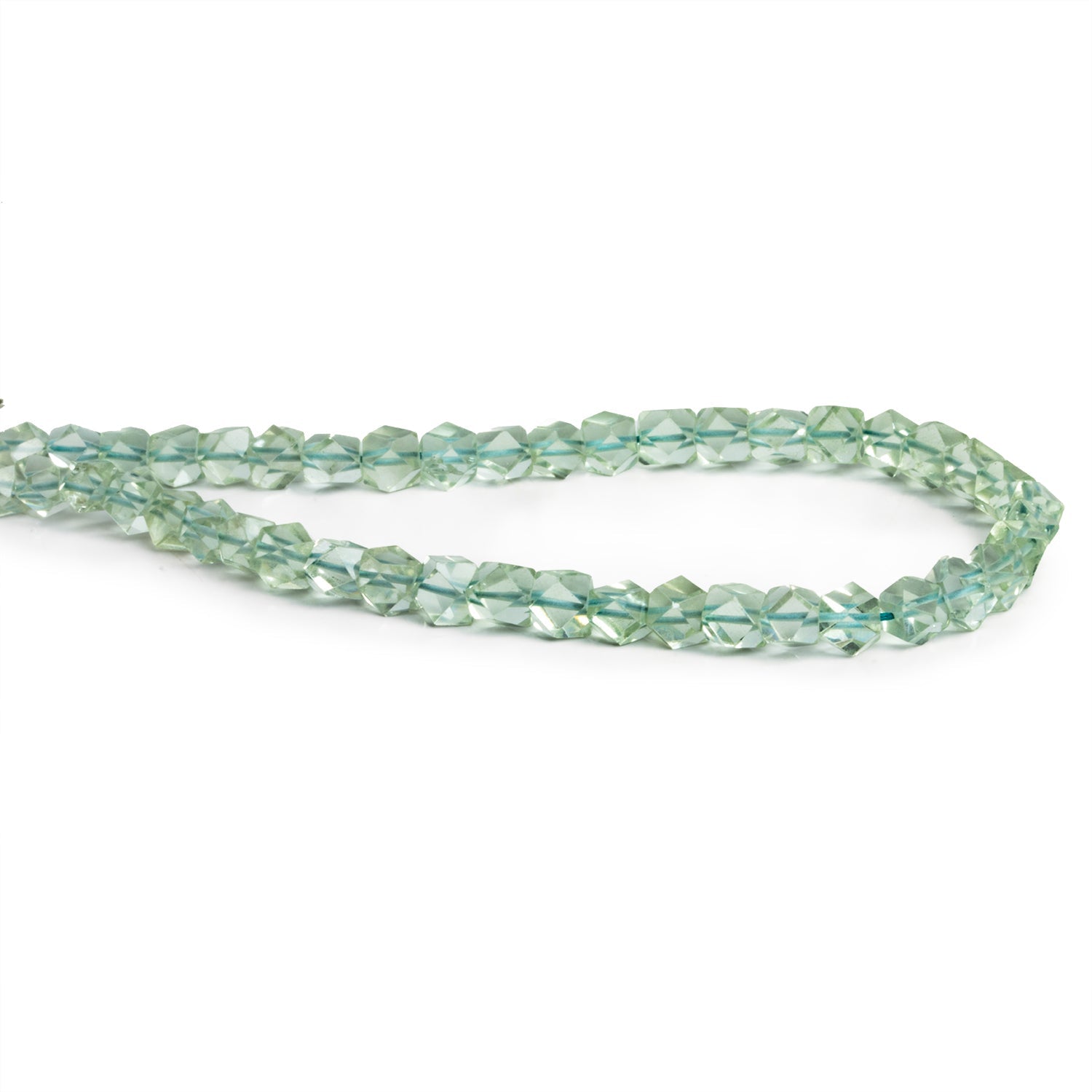 5x4mm Prasiolite Faceted Nuggets 9 inch 45 beads - The Bead Traders