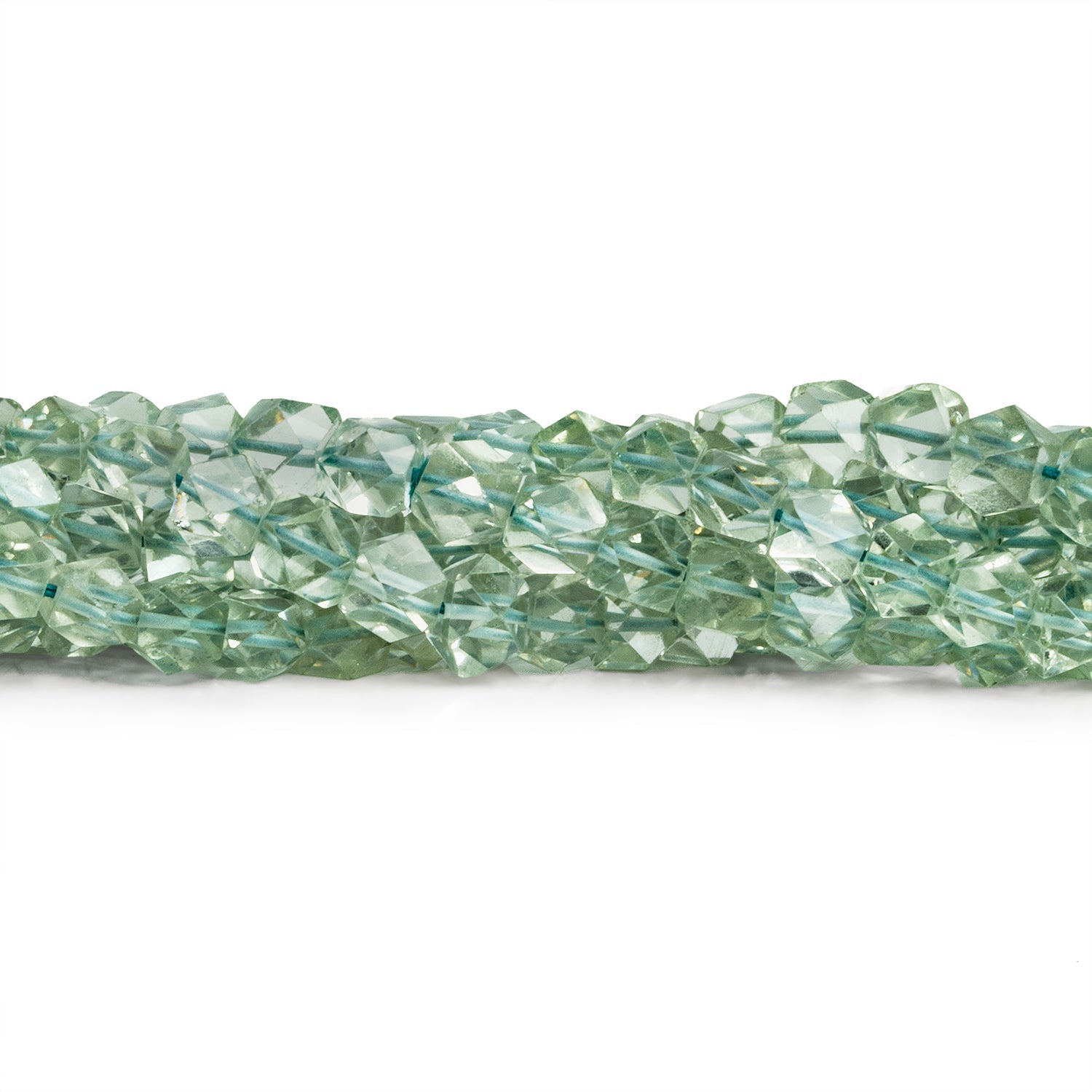 5x4mm Prasiolite Faceted Nuggets 9 inch 45 beads - The Bead Traders