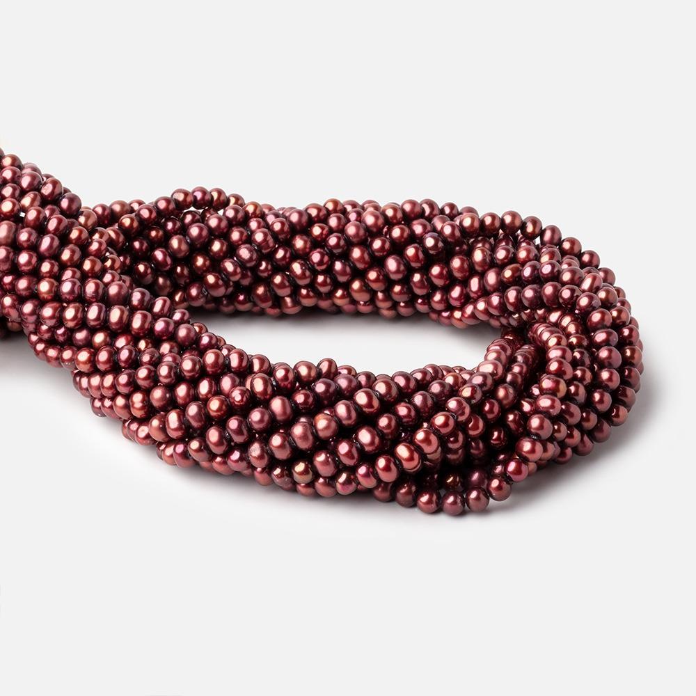 5x4mm Red Off Round Pearls 16 inch 98 beads - The Bead Traders