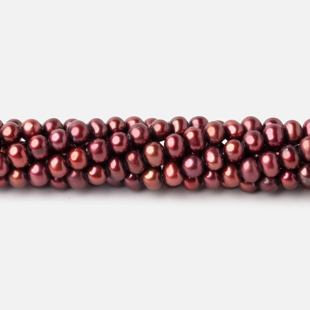 5x4mm Red Off Round Pearls 16 inch 98 beads - The Bead Traders