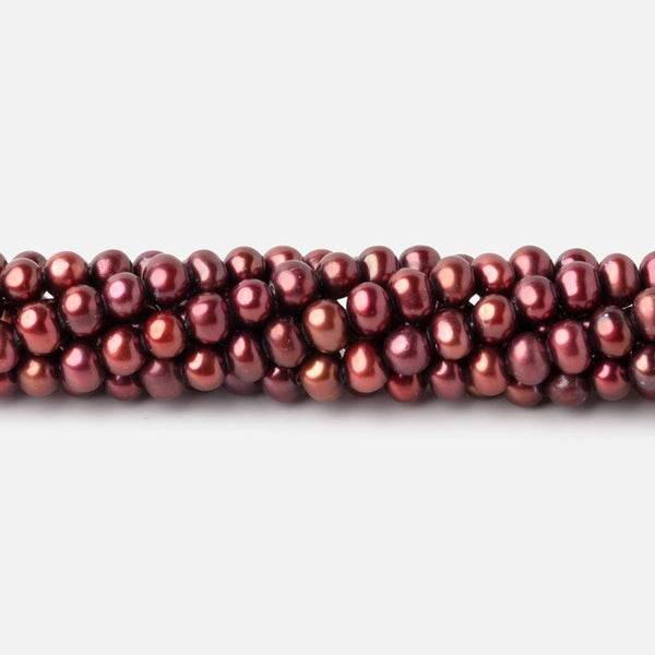 5x4mm Red Off Round Pearls 16 inch 98 beads