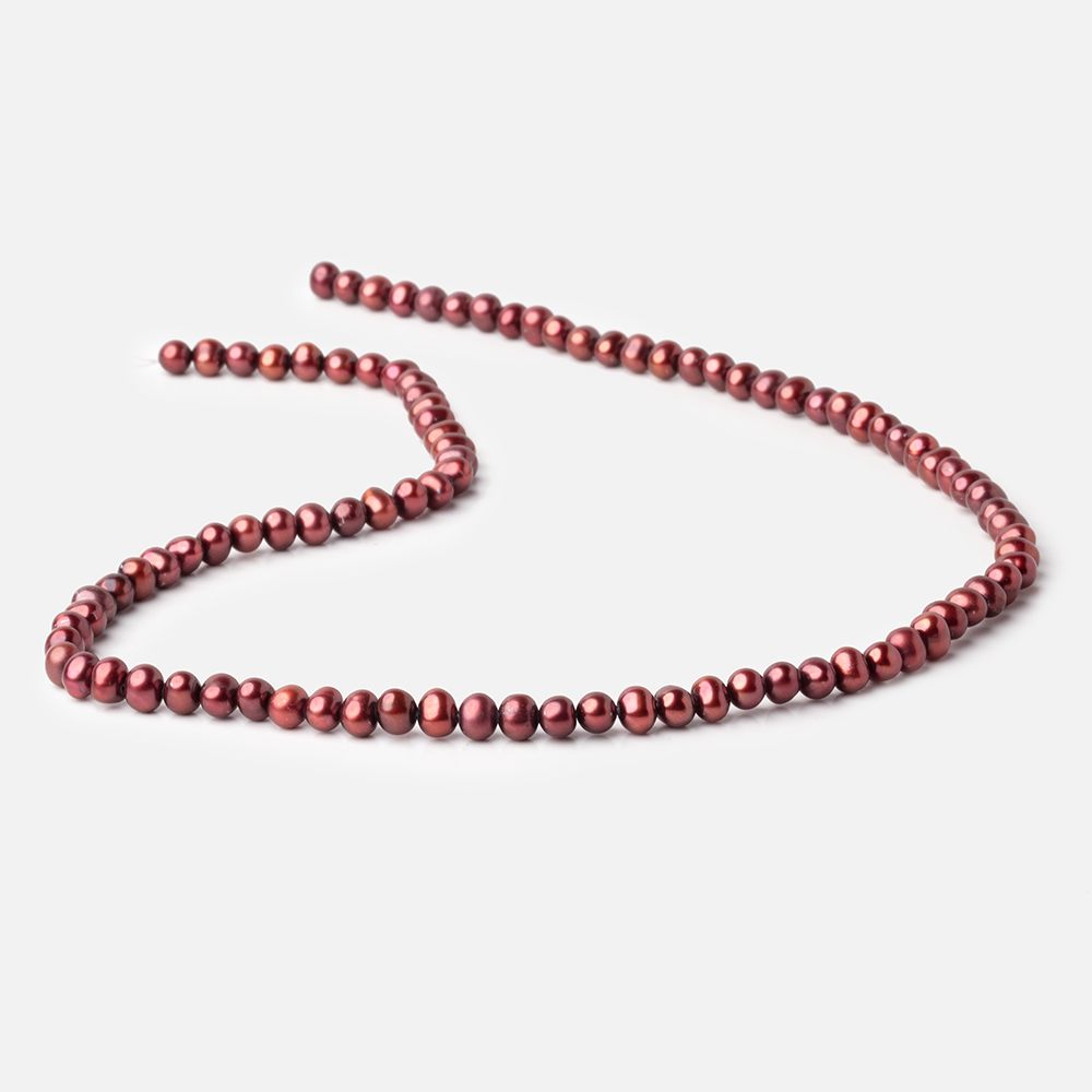 5x4mm Red Off Round Pearls 16 inch 98 beads - The Bead Traders