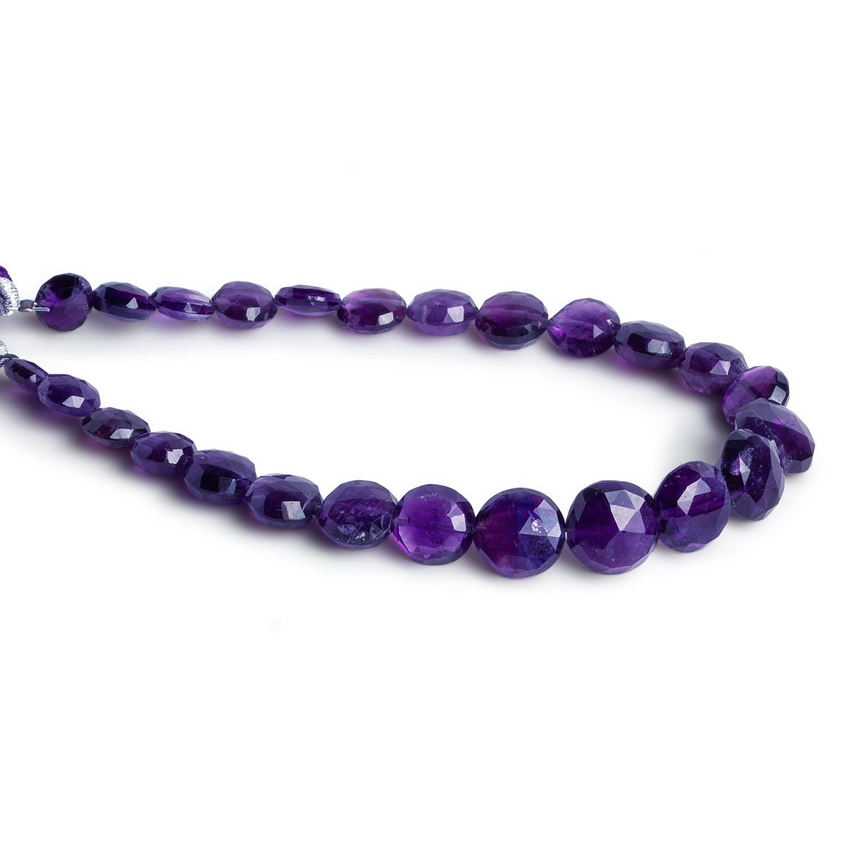 6-10mm African Amethyst Faceted Coins 7.5 inch 25 beads - The Bead Traders