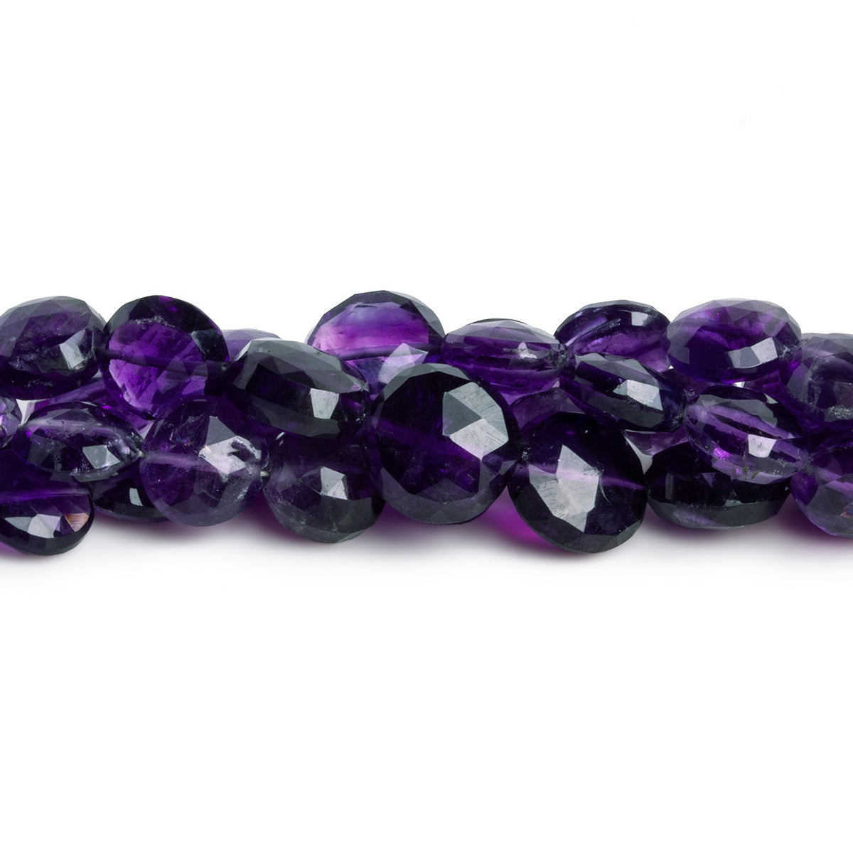 6-10mm African Amethyst Faceted Coins 7.5 inch 25 beads - The Bead Traders