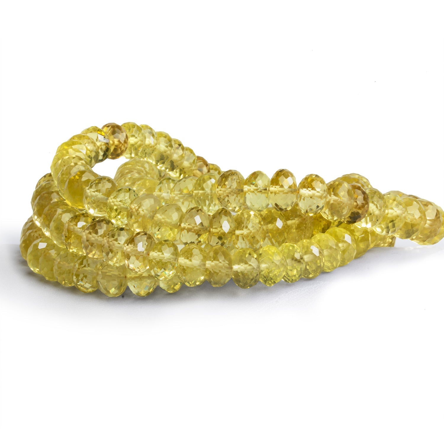 6 - 10mm Lemon Quartz Faceted Rondelles 16 inch 80 beads - The Bead Traders