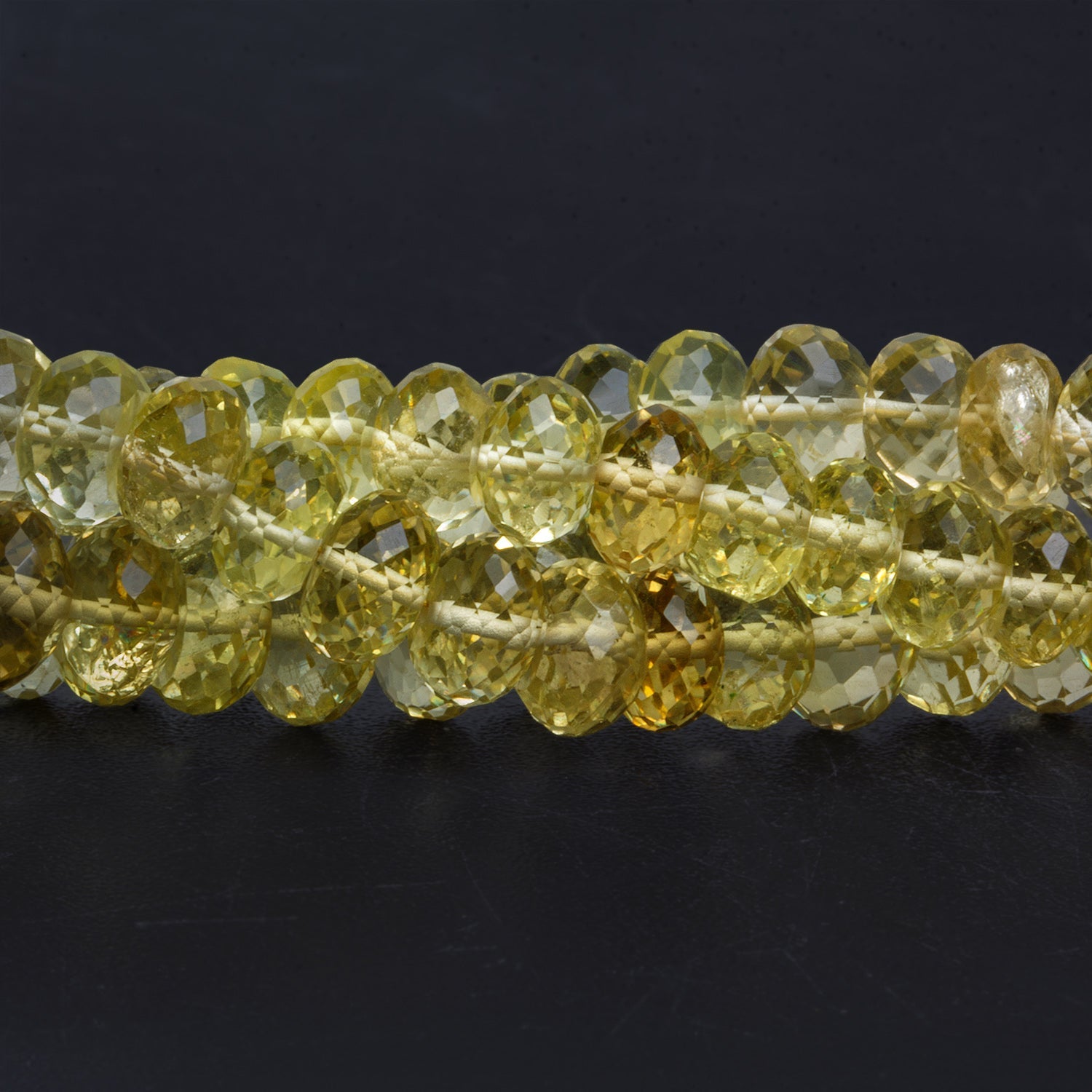 6 - 10mm Lemon Quartz Faceted Rondelles 16 inch 80 beads - The Bead Traders