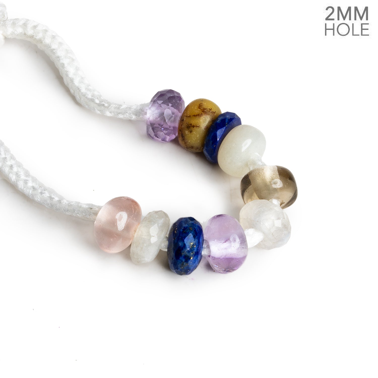 6 - 10mm Multi Gemstone 2mm Large Hole Rondelles 10 Beads - The Bead Traders