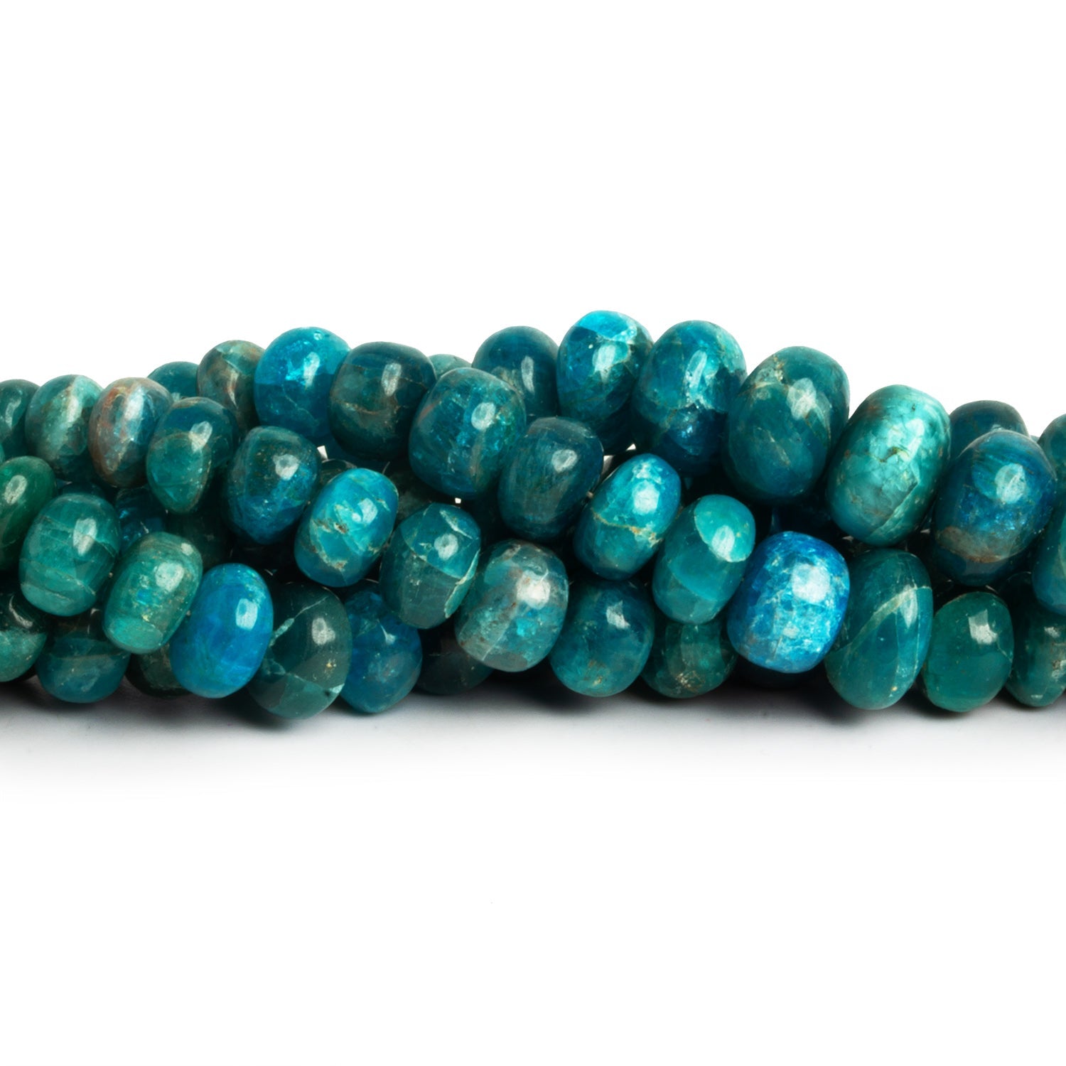 6 - 10mm Neon Apatite Plain Rondelles 8 inch 37 beads - The Bead Traders