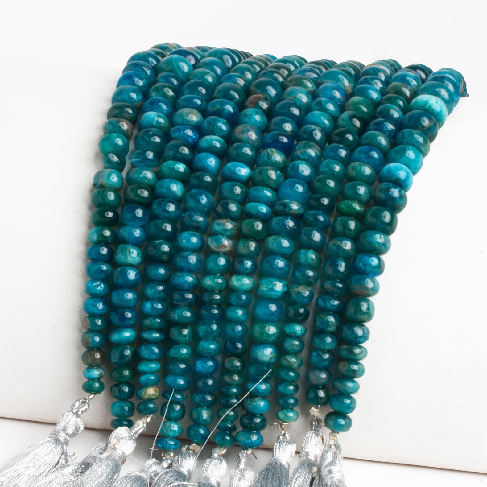 6 - 10mm Neon Apatite Plain Rondelles 8 inch 37 beads - The Bead Traders