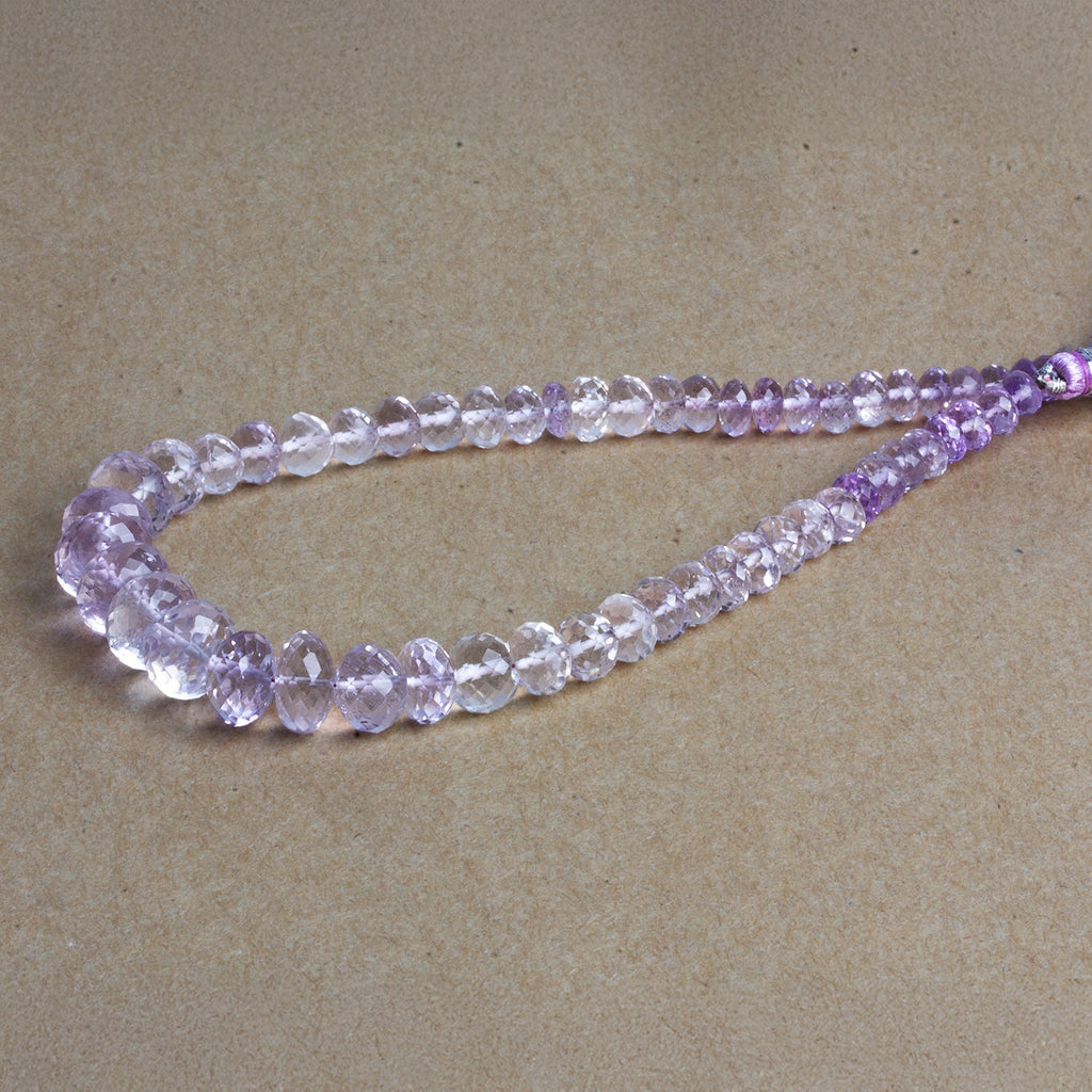6 - 10mm Pink African Amethyst Faceted Rondelles 9.5 inch 55 beads - The Bead Traders