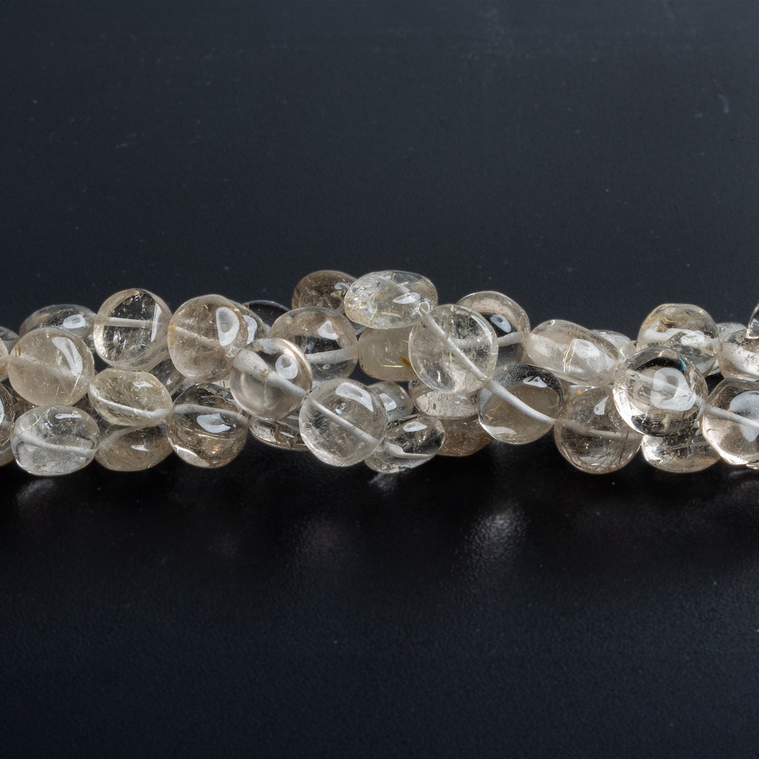 6 - 10mm Rutilated Champagne Quartz Coins 16 inch 41 beads - The Bead Traders